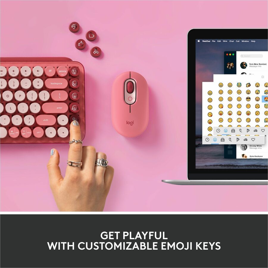 Logitech POP Keys Wireless Mechanical Keyboard With Emoji Keys - Heartbreaker Rose - 920-010709