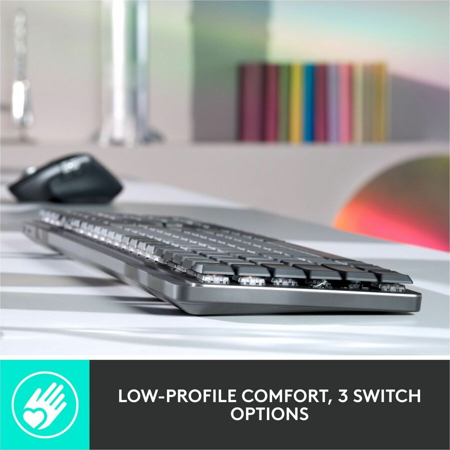 Logitech MX Mechanical Wireless Illuminated Performance Keyboard, Linear Switches, Backlit Keys, Bluetooth - 920-010548