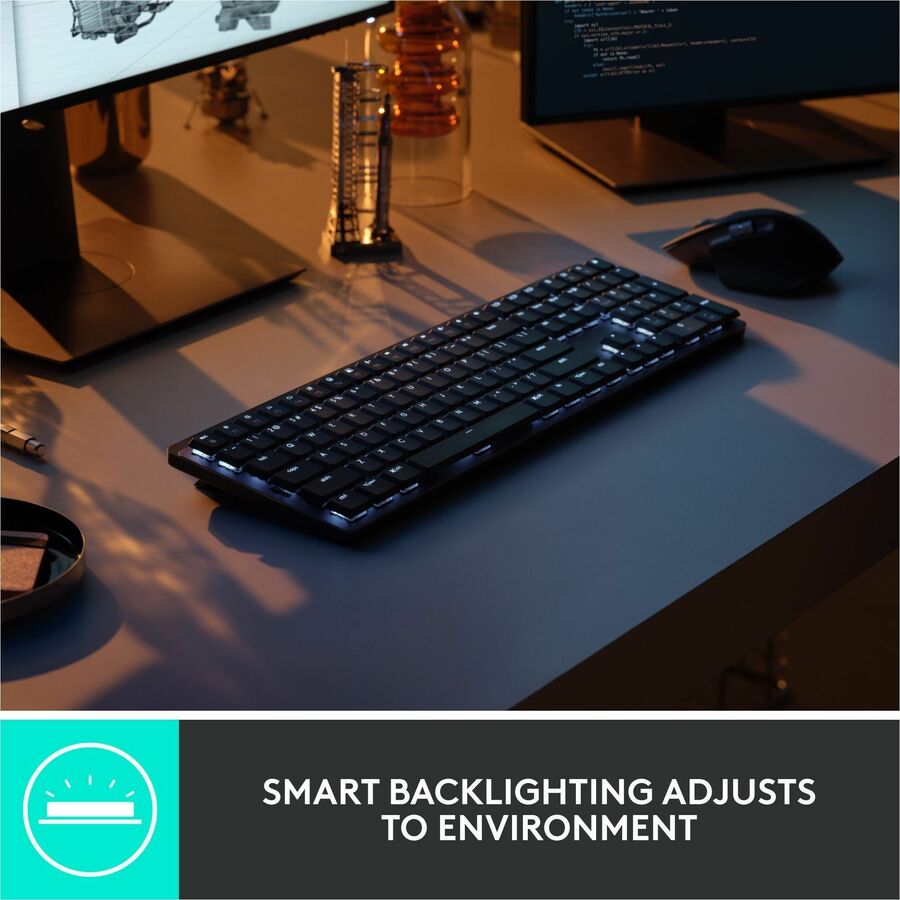 Logitech MX Mechanical Wireless Illuminated Performance Keyboard, Linear Switches, Backlit Keys, Bluetooth - 920-010548