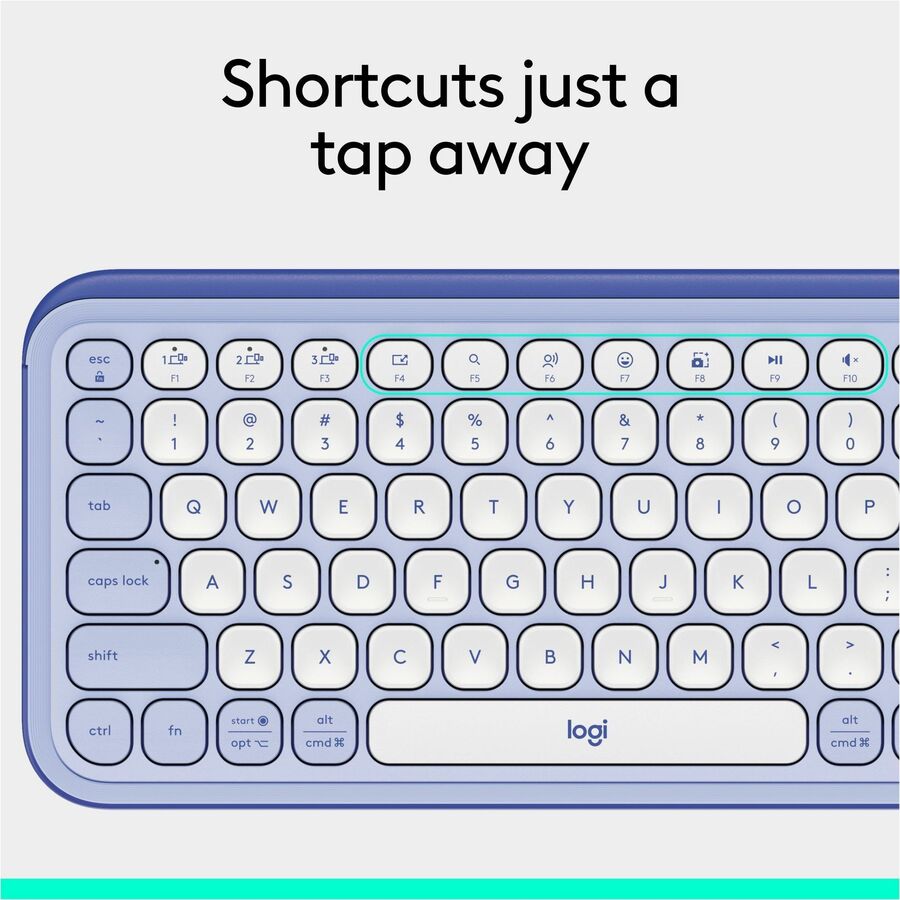 Logitech POP ICON KEYS Wireless Bluetooth Keyboard, Comfortable Typing, Programmable Keys, Easy-Switch Between up to 3 Devices (Lilac & Off-white) - 920-013050