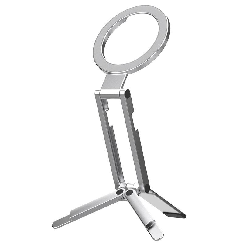 Foldable Magnetic Phone Stand, Portable MagSafe Tripod Phone Holder, Adjustable Aluminum Desktop Phone Holder for iPhone