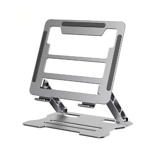Adjustable Aluminum Laptop Stand, Ergonomic Foldable Notebook Riser with Hollow Cooling Design for Desk