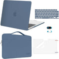 MOSISO Compatible with MacBook Air 13 inch Case 2025 2024 2023 2022 M4 A3240 M3 A3113 M2 A2681, Hard Shell&Sleeve Bag&Keyboard Skin&Webcam Cover&Screen Film for MacBook Air 13.6 inch, Steel Blue