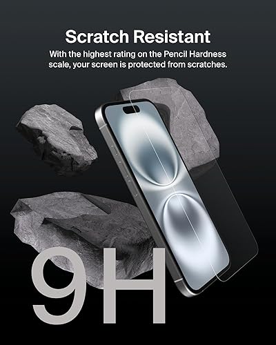 Belkin ScreenForce UltraGlass 2 Treated iPhone 15 and 14 Pro Screen Protector - Scratch-Resistant, 9H Hardness Tested Glass w/Slim Design - Includes Easy Align Tray for Bubble-Free Application