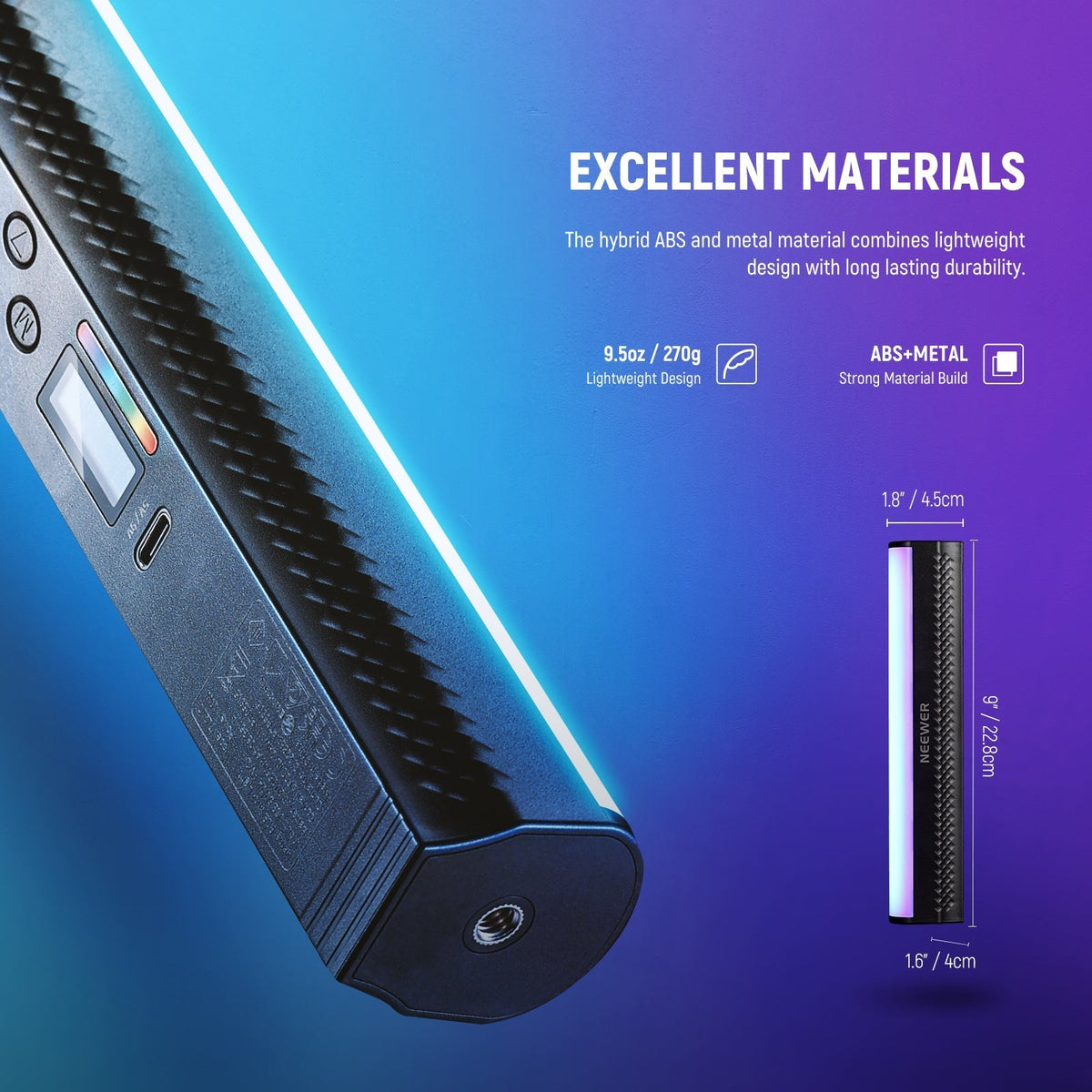 NEEWER TL21C RGB Magnetic Light Wand with APP Control