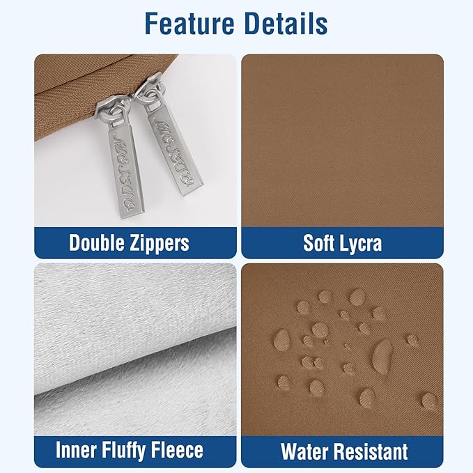 MOSISO Laptop Case 13.3 inch, 13-13.3 inch Laptop Sleeve Bag Compatible with MacBook Air/Pro 13 / Pro 14, HP Dell ASUS Lenovo Notebook, Neoprene Computer Sleeve Bag with Small Case, Mocha