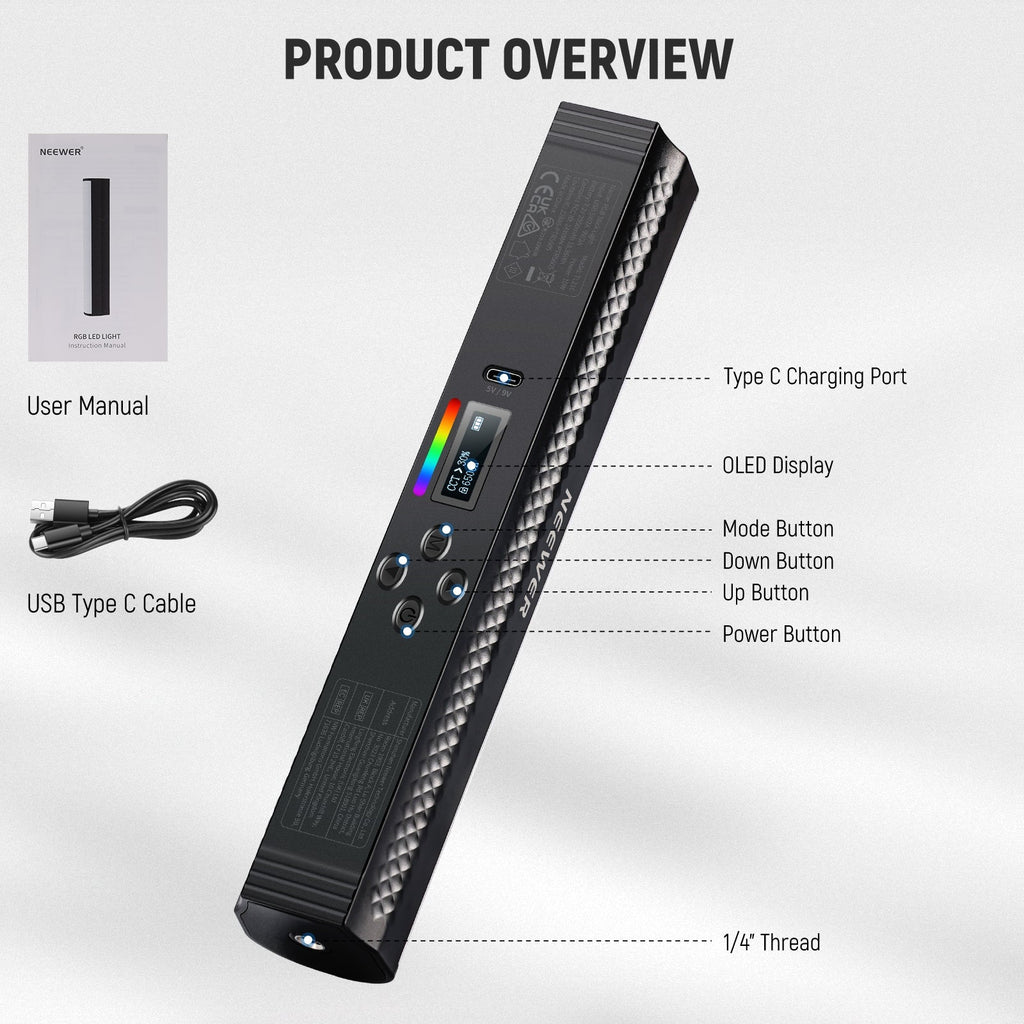 NEEWER TL21C RGB Magnetic Light Wand with APP Control