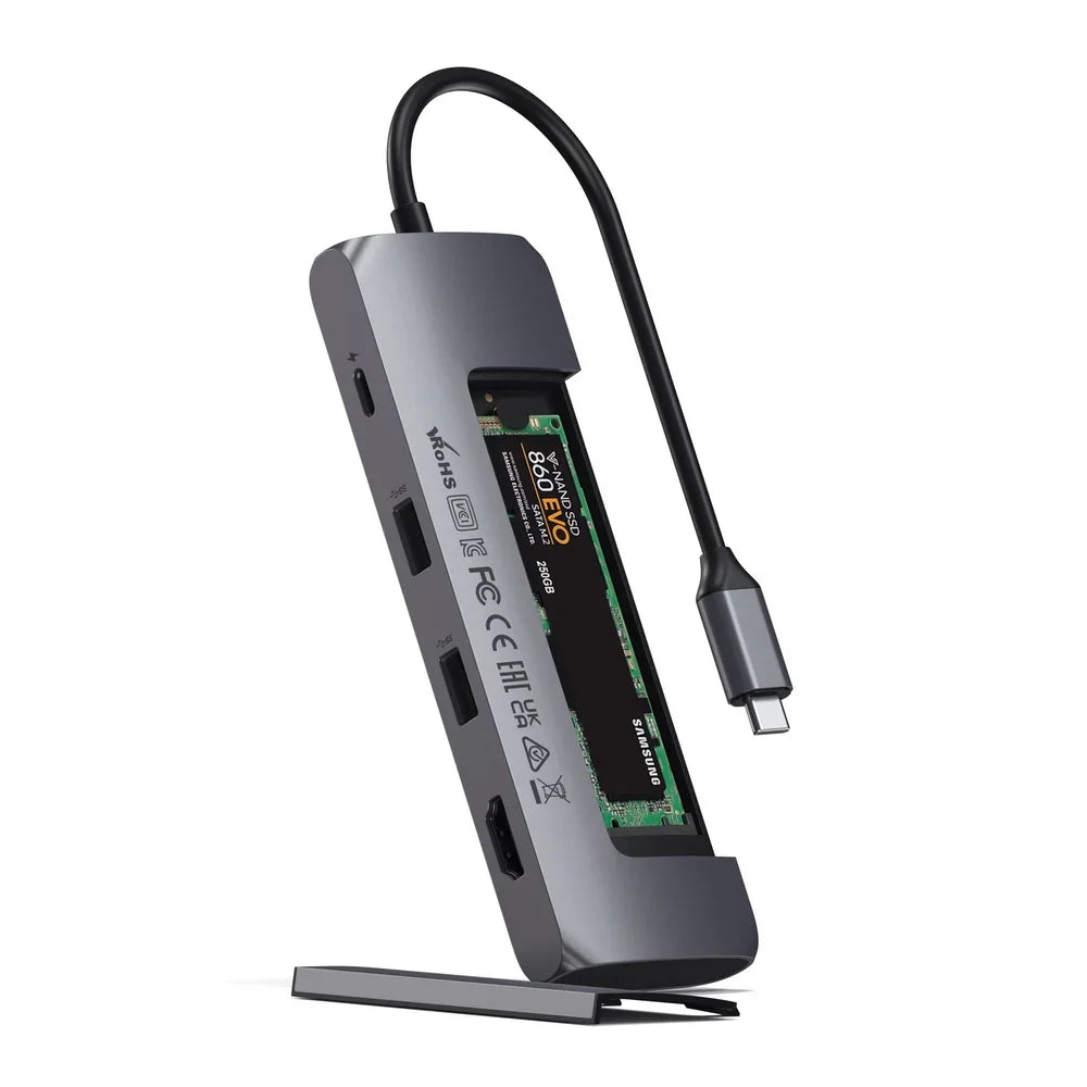 Satechi USB-C Hybrid Multiport Adapter With SSD Enclosure - Space Grey
